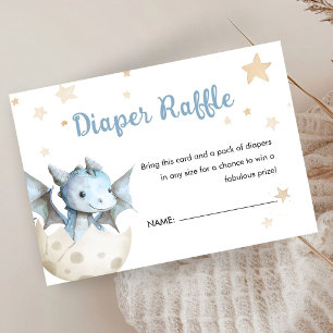 Dragon Baby Shower Cute Boy Blue Diaper Raffle Enclosure Card