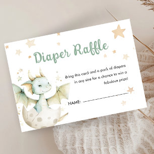 Dragon Baby Shower Cute Green Diaper Raffle Enclosure Card