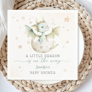 Dragon Baby Shower Cute Green Dragon Paper Napkin