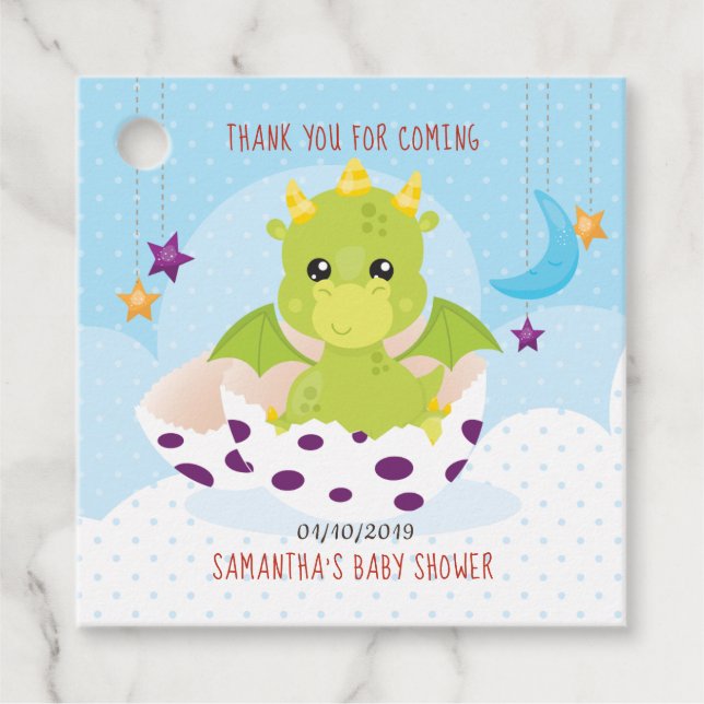 Dragon Baby Shower Favour Tags (Front)