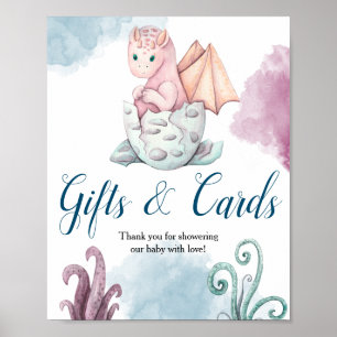 Dragon Baby Shower Gift and Cards Display Poster