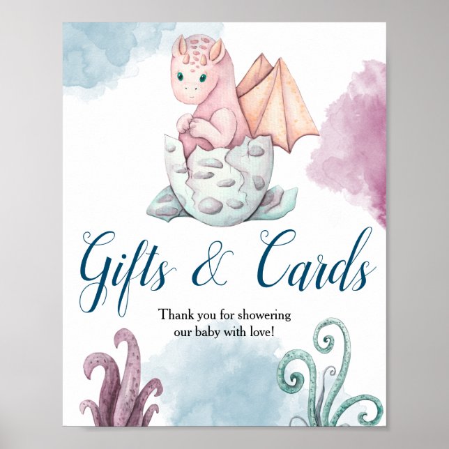 Dragon Baby Shower Gift and Cards Display Poster (Front)