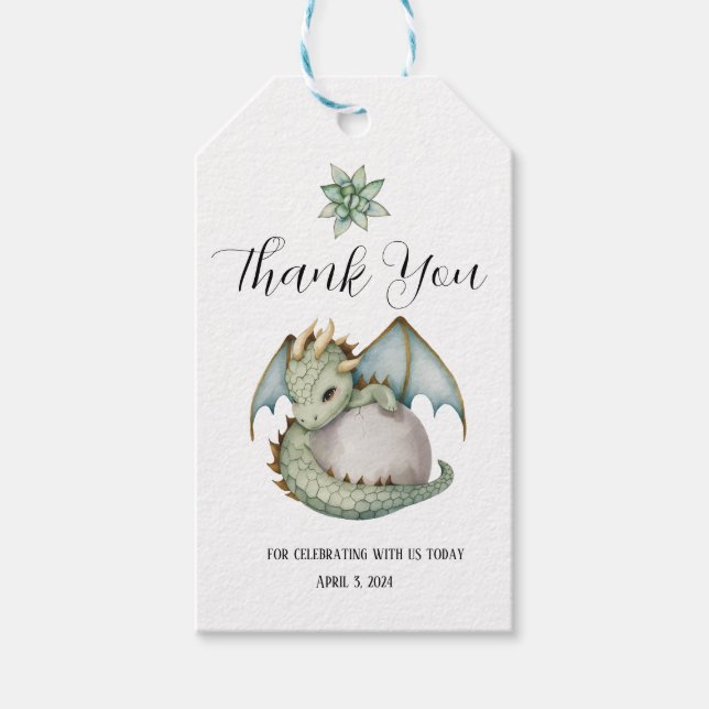 Dragon Baby Shower Gift Tags (Front)