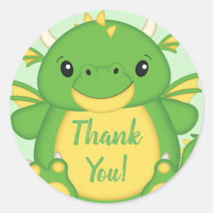 Dragon Baby Shower Green Classic Round Sticker
