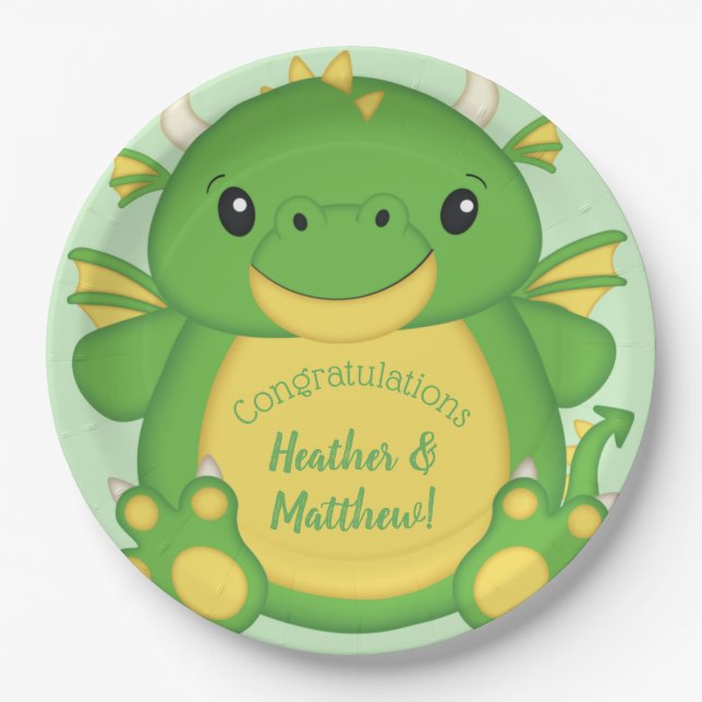 Dragon Baby Shower Paper Plate (Front)