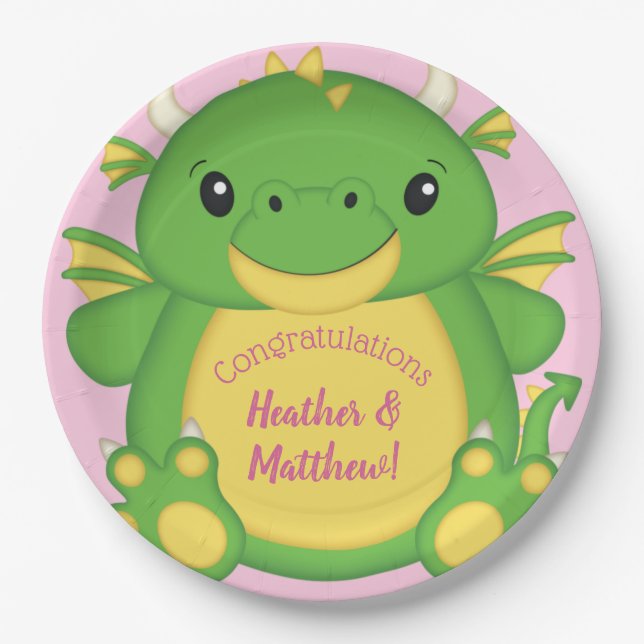 Dragon Baby Shower Paper Plate (Front)