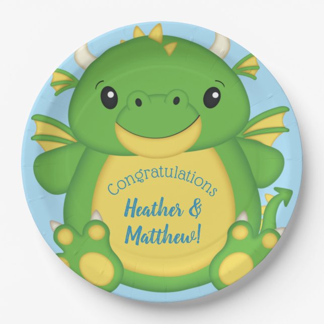 Dragon Baby Shower Paper Plate (Front)