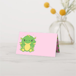 Dragon Baby Shower Pink Place Card