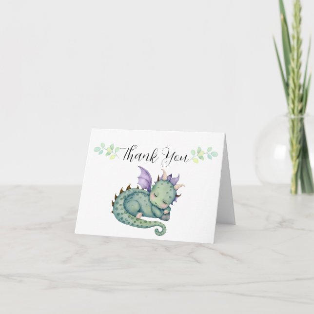 Dragon Baby Shower  Thank You Card (Front)