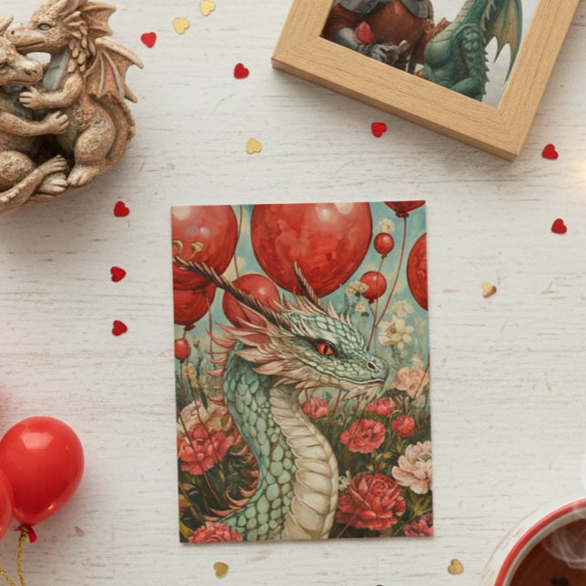 Dragon  Balloon Valentine's Day  Postcard (Creator Uploaded)