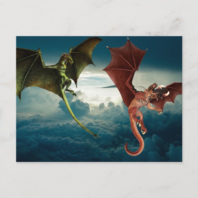 Dragon Battle Fantasy Postcard (Front)