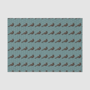 Dragon Bird geometric pattern teal tissue paper 