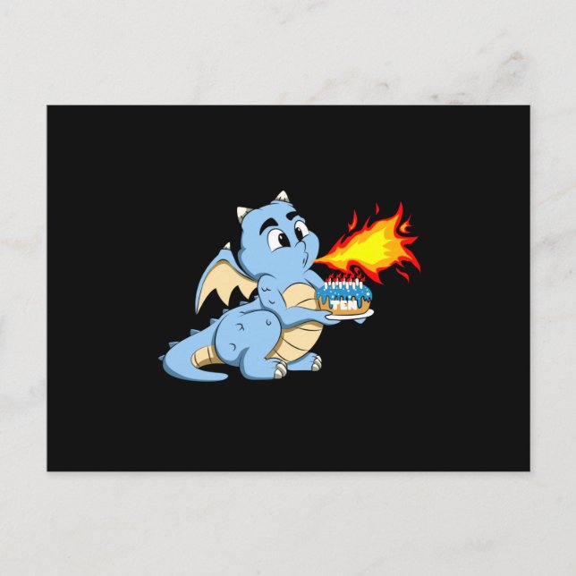 DRAGON BIRTHDAY 10 10th Birthday Boy Cute Dragon Postcard (Front)