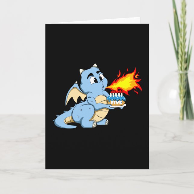 DRAGON BIRTHDAY 5 5th Birthday Boy Cute Dragon Card (Front)