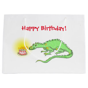 Dragon birthday cake large gift bag