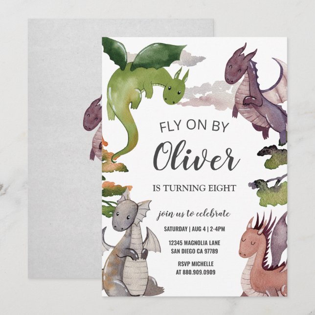 Dragon Birthday Invitation (Front/Back)