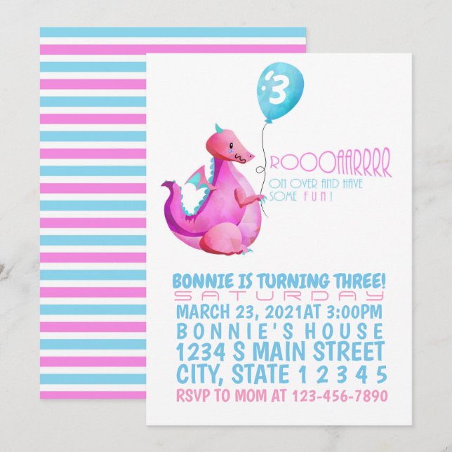 Dragon Birthday Invitation (Front/Back)