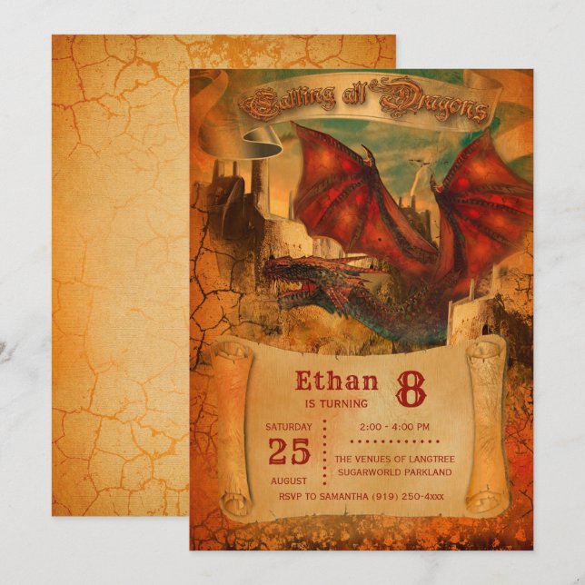 Dragon Birthday Invitation (Front/Back)