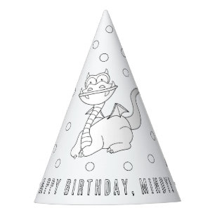 Dragon Birthday Party - Colour Your Own Party Hat
