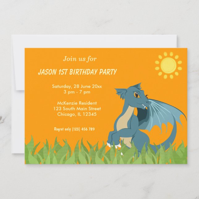 Dragon Birthday Party Invitation (Front)
