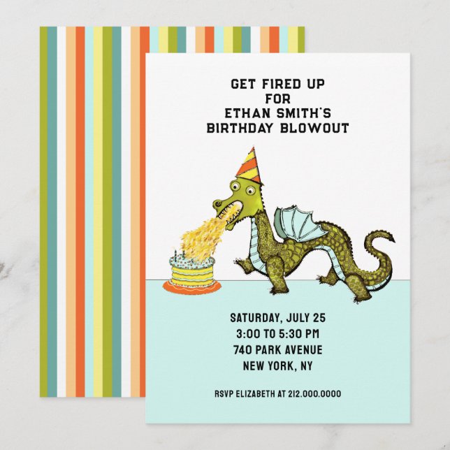 Dragon Birthday Party Invitation (Front/Back)