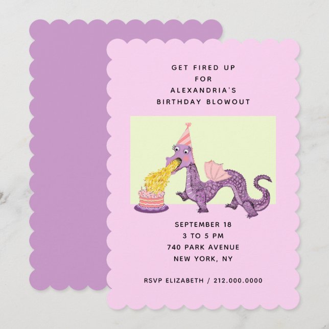 Dragon Birthday Party Invitations (Front/Back)
