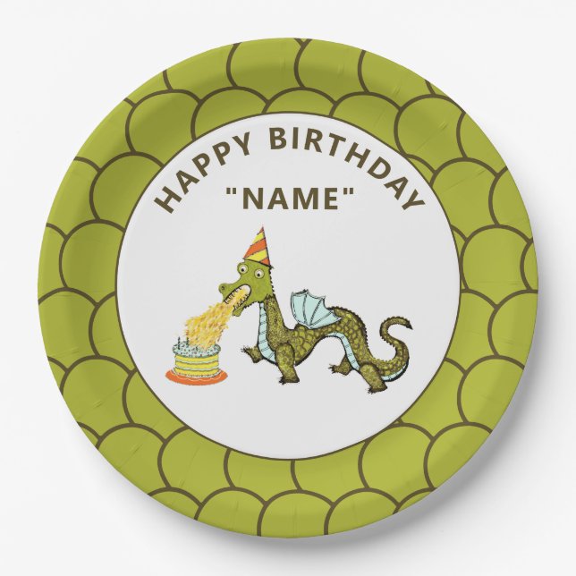 Dragon Birthday Party Paper Plate (Front)