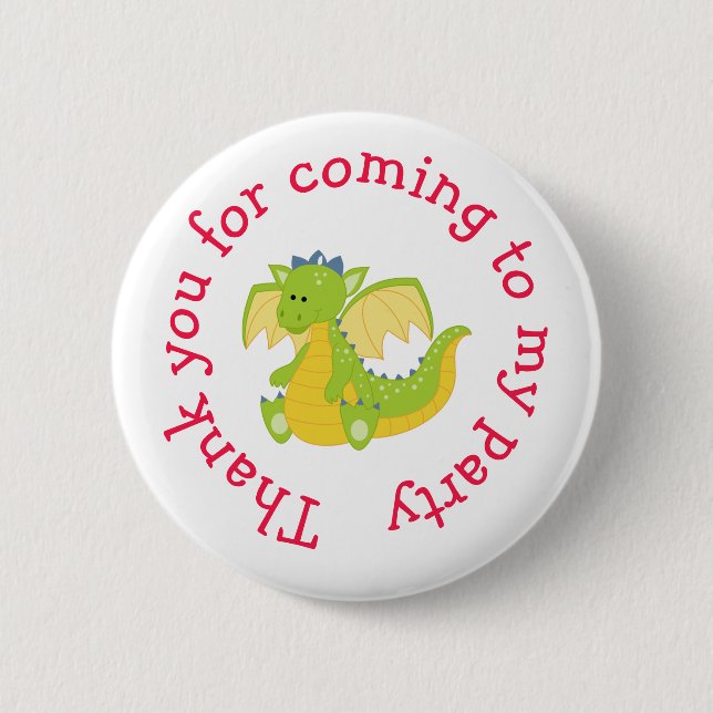 Dragon Birthday  'Thank you for coming' 6 Cm Round Badge (Front)