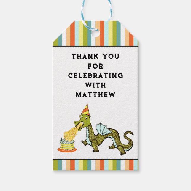 Dragon Birthday Thank You Gift Tags (Front)