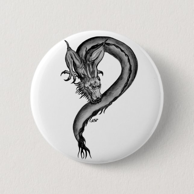 Dragon black and white Design 6 Cm Round Badge (Front)
