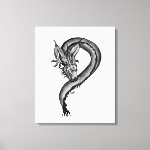 Dragon black and white Design Canvas Print