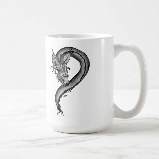 Dragon black and white Design Coffee Mug (Right)
