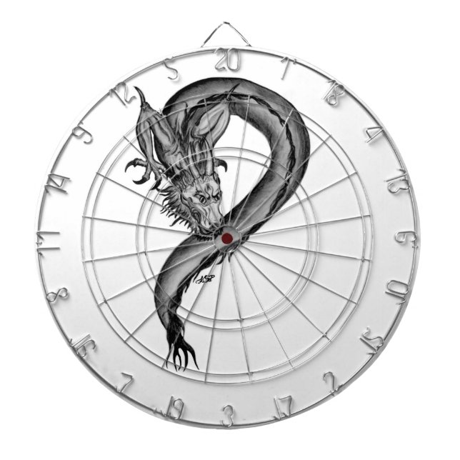 Dragon black and white Design Dartboard (Front)