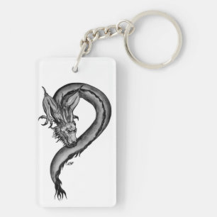 Dragon black and white Design Key Ring