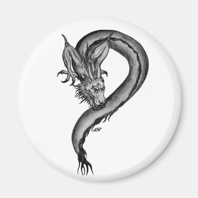 Dragon black and white Design Magnet (Front)
