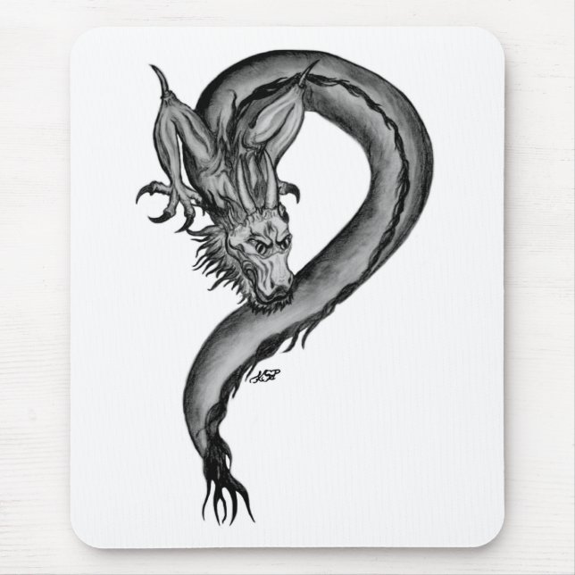 Dragon black and white Design Mouse Mat (Front)