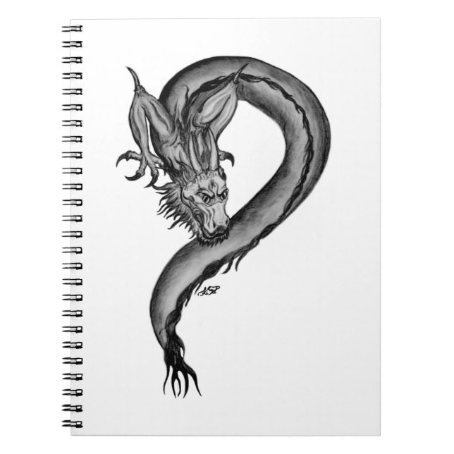 Dragon black and white Design Notebook (Front)