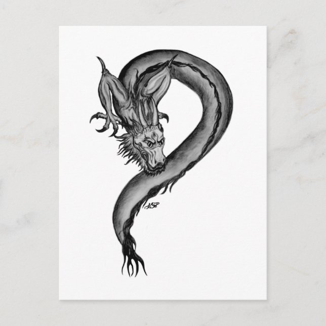 Dragon black and white Design Postcard (Front)