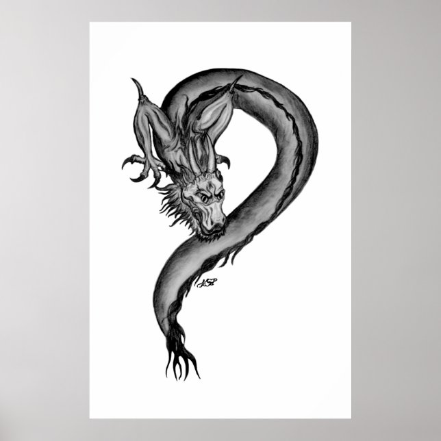 Dragon black and white Design Poster (Front)