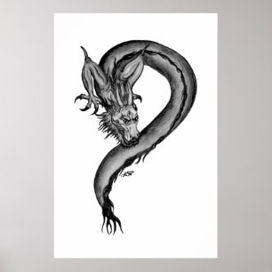 Dragon black and white Design Poster