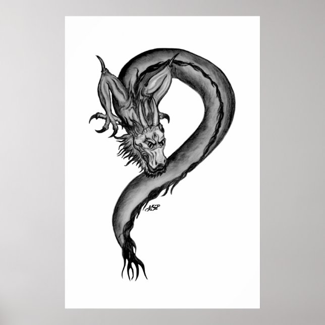 Dragon black and white Design Poster (Front)
