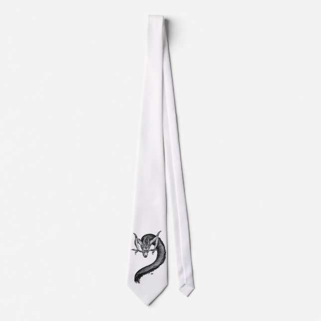 Dragon black and white Design Tie (Front)