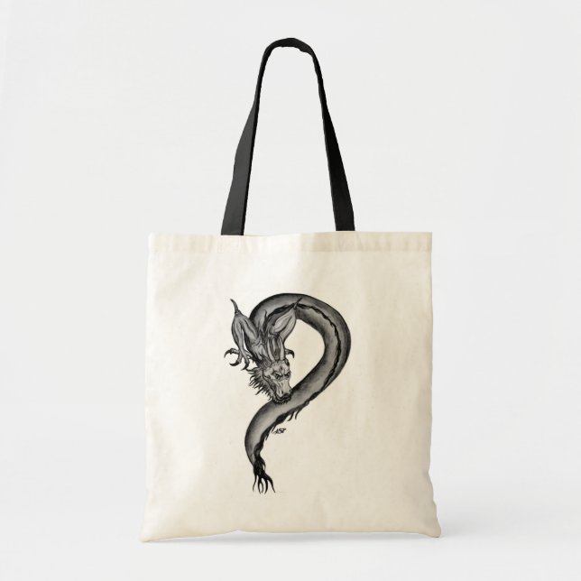 Dragon black and white Design Tote Bag (Front)