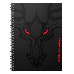Dragon Black Dark Scary Red Glowing Eyes name Notebook