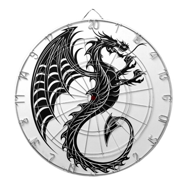 Dragon Black Shape Tattoo Style Dartboard (Front)