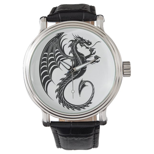Dragon Black Shape Tattoo Style Watch (Front)