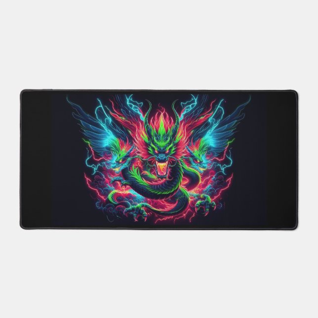 Dragon Blacklight Design, Workstation Desk Mat (Front)