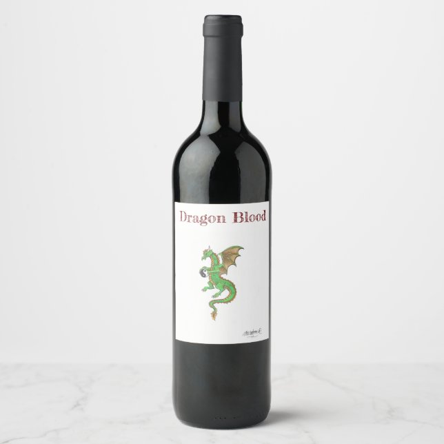 Dragon Blood Yin Yang funny love cute rainbow Rept Wine Label (Front)