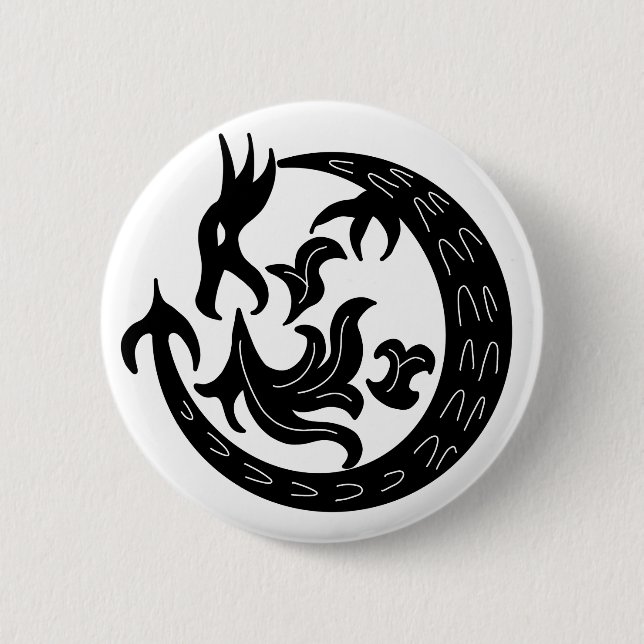 Dragon Blowing Fire 6 Cm Round Badge (Front)