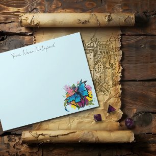 Dragon Blue Butterfly Flowers Notepad